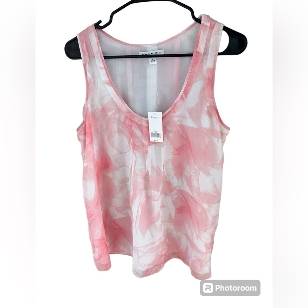Banana Republic Factory Pink and White Printed Tank Top
